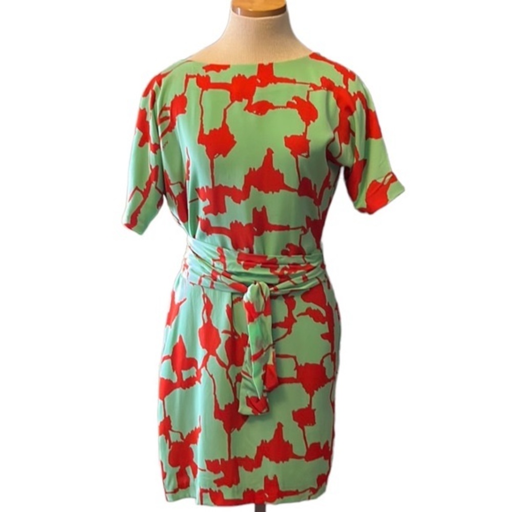 Diane Von Furstenberg 'Shanon' Silk Printed Wrap Mini Dress, Mint, size 2
